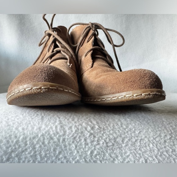 Franco Sarto Women’s Size 9 Brown Leather Suede Lace Up Ankle Wedge Boots - Picture 6 of 16